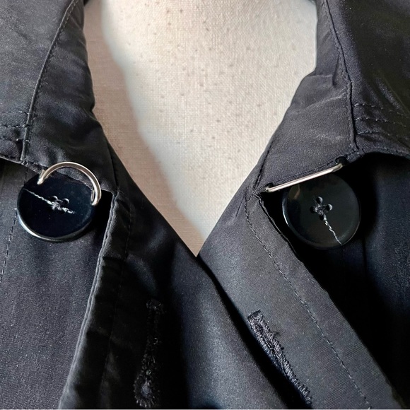 NWT LONDON FOG Classic Black Belted Flannel Lined Trench Coat—SZ. 16 - Picture 4 of 17